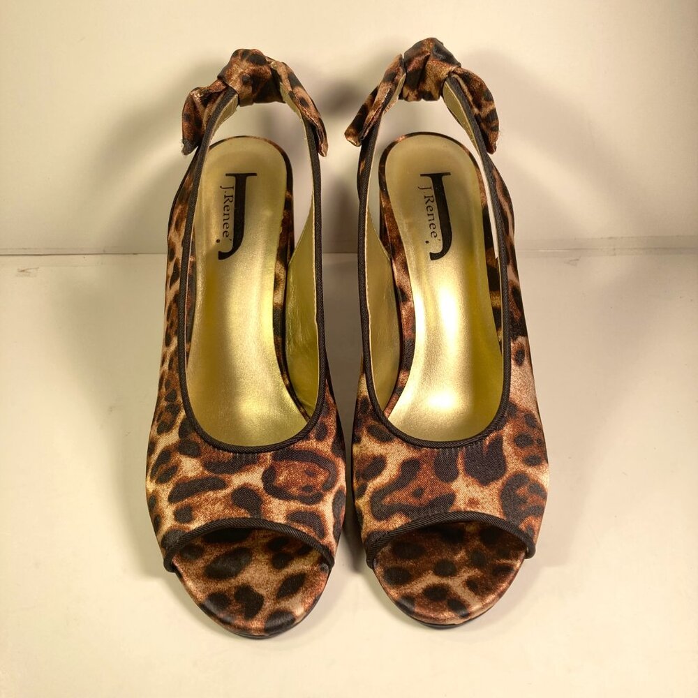 J Renee Leopard Print Open Toe Shoes Size 8M - image 2